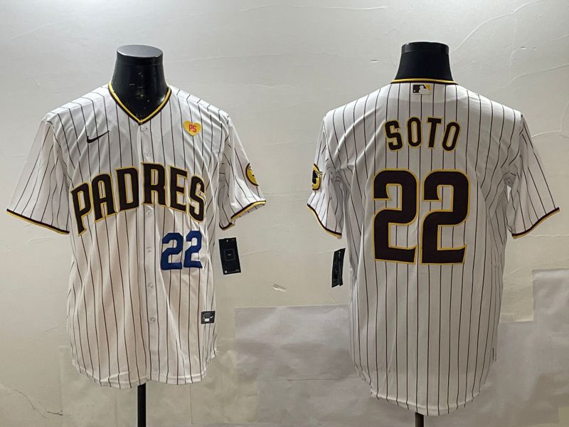 Men San Diego Padres #22 Soto White Stripe Game 2025 Nike MLB Jersey style 8->san diego padres->MLB Jersey